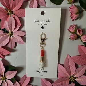 Kate Spade X Target Lipstick Bag Charm & Keychain New Gold Polka Dot Case